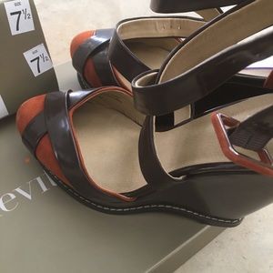 Brown suede wedge shoes